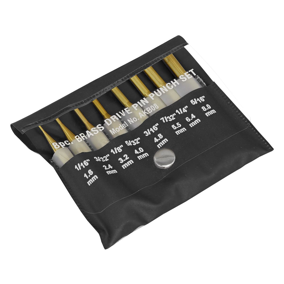 Sealey AKB08 Brass Pin Punch Set 8pc Sealey