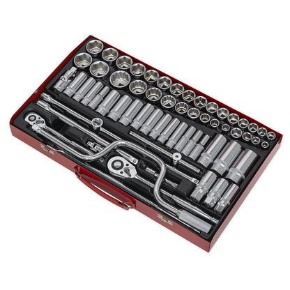 Sealey AK694 Socket Set 64pc 3/8" & 1/2"Sq Drive 6pt WallDrive® - Metric/Imperial Sealey
