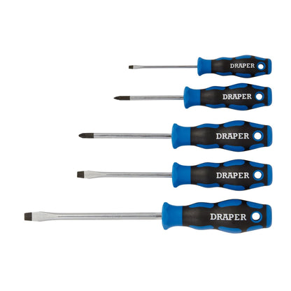 Draper 09783 Soft Grip Screwdriver Set 3 x Plain Slot 2 x PZ TYPE 5 Piece Draper