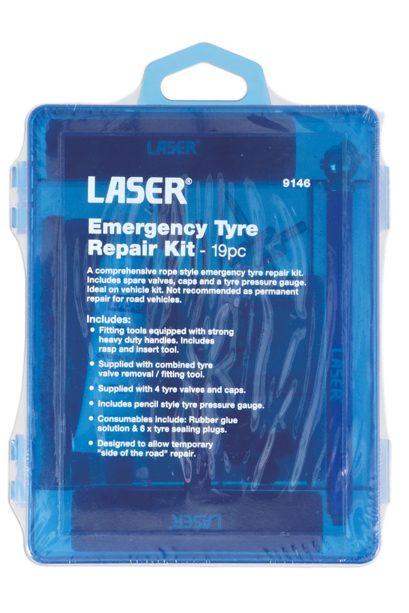 Laser 9146 Emergency Tyre Repair Kit 19pc Laser Tools