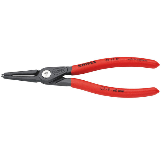 Knipex 75079 48 11 J2 SB Precision Circlip Pliers for internal circlips in bore holes with non-slip plastic coating grey atramentized 180mm Knipex