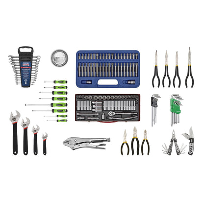 Sealey AP33059BCOMBO Topchest 5 Drawer with Ball-Bearing Slides - Black & 140pc Tool Kit Sealey