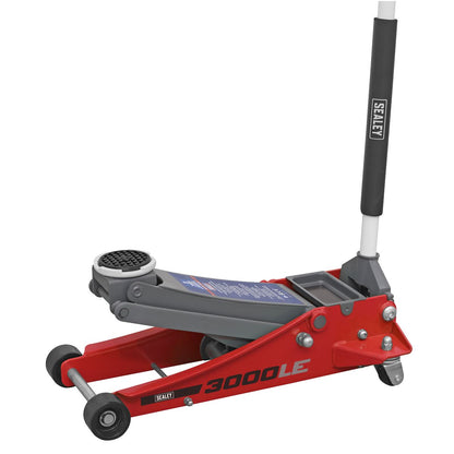 Sealey 3000LE Low Profile Trolley Jack with Rocket Lift 3 Tonne - Red Sealey