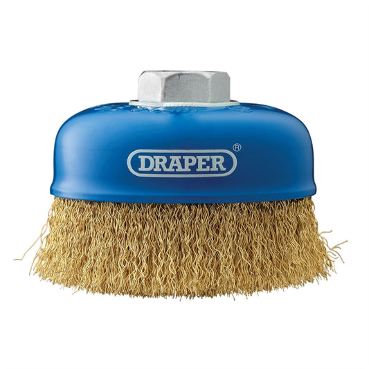 Draper 41445 Brassed Steel Crimped Wire Cup Brush 100mm M14 Draper