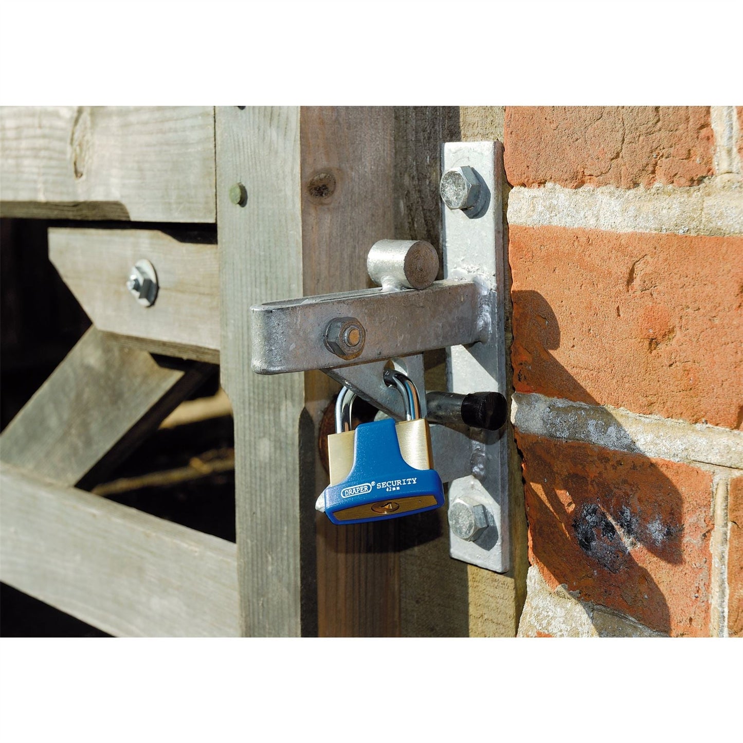 Draper 64165 Solid Brass Padlock and 2 Keys with Hardened Steel Shackle and Bumper 42mm Draper