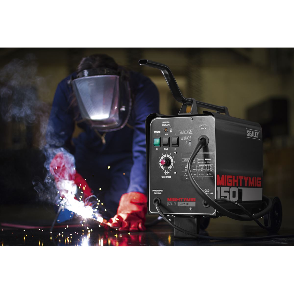 Sealey MIGHTYMIG150 Professional Gas/Gasless MIG Welder 150A 230V Sealey