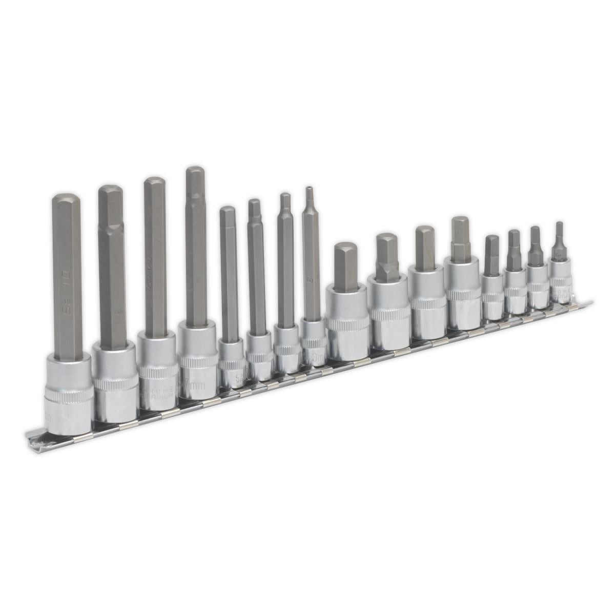 Sealey AK6219 Hex Socket Bit Set 16pc 1/4" & 3/8"Sq Drive Sealey