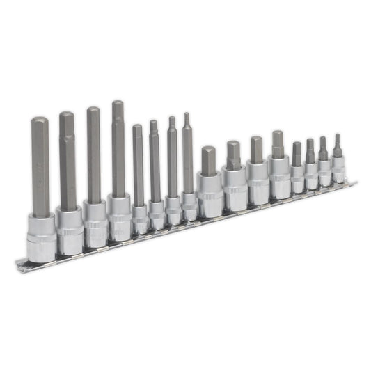 Sealey AK6219 Hex Socket Bit Set 16pc 1/4" & 3/8"Sq Drive Sealey