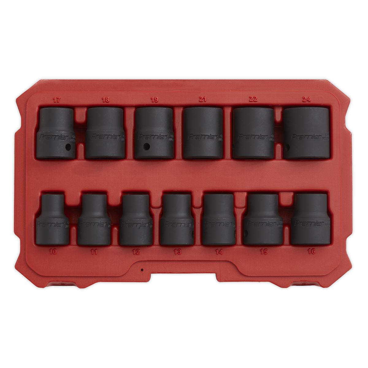 Sealey AK5616M Impact Socket Set 13pc 1/2"Sq Drive Lock-On™ 6pt Metric Sealey