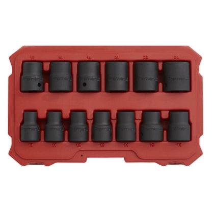 Sealey AK5616M Impact Socket Set 13pc 1/2"Sq Drive Lock-On™ 6pt Metric Sealey