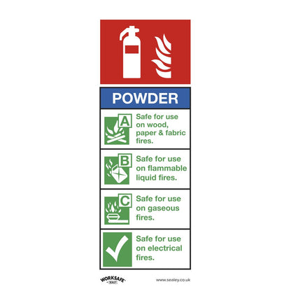 Sealey SS52V10 Safe Conditions Safety Sign - Powder Fire Extinguisher - Self-Adhesive Vinyl - Pack of 10 Sealey