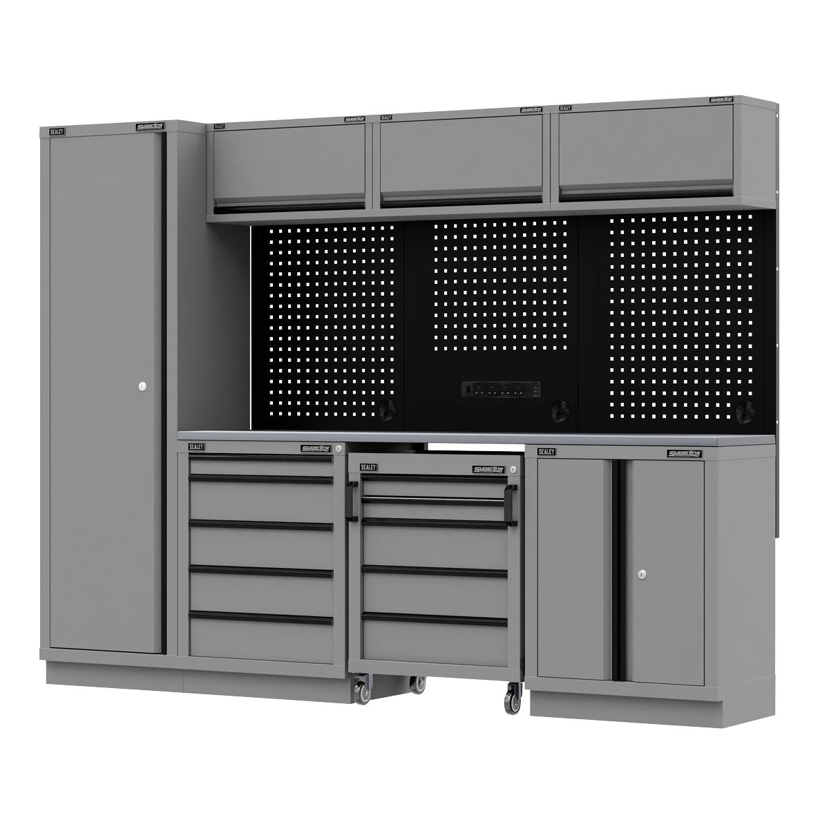 Sealey APMSBESTACK02SS Superline PRO® Black Edition Storage System with Stainless Worktop 2.64m Sealey