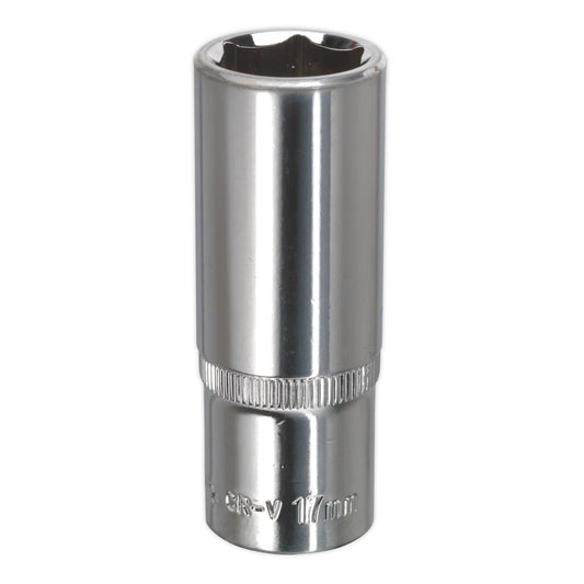 Sealey SP3817D WallDrive® Socket 17mm Deep 3/8"Sq Drive Fully Polished Sealey