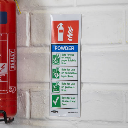 Sealey SS52P1 Safe Conditions Safety Sign - Powder Fire Extinguisher - Rigid Plastic Sealey