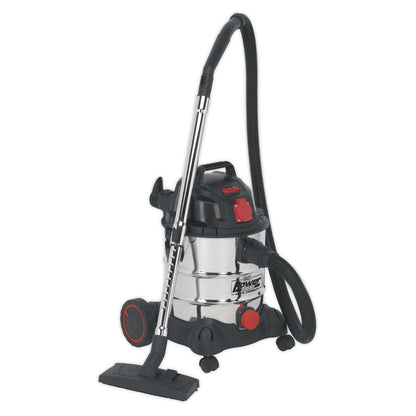 Sealey PC200SDAUTO Vacuum Cleaner Industrial 20L 1400W/230V Stainless Drum Auto Start Sealey