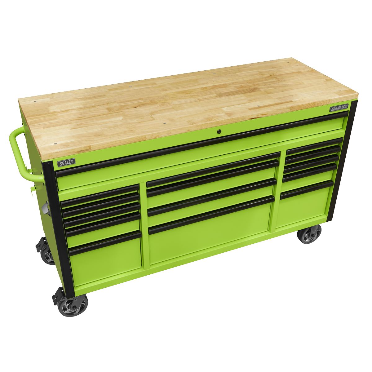 Sealey AP6115BE 15 Drawer Mobile Trolley with Wooden Worktop 1549mm Sealey