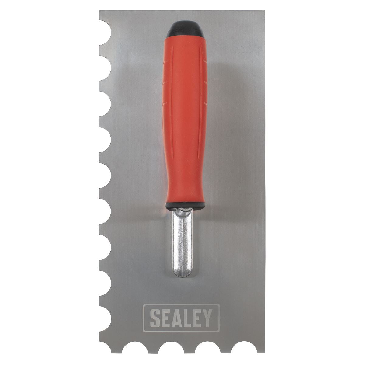 Sealey T6701 Stainless Steel 270mm Semicircle Tooth Trowel - Rubber Handle - Aluminium Foot Sealey