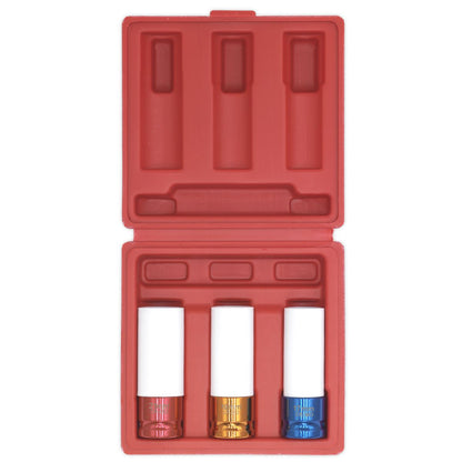 Sealey SX031 Alloy Wheel Impact Socket Set 3pc 1/2"Sq Drive Sealey