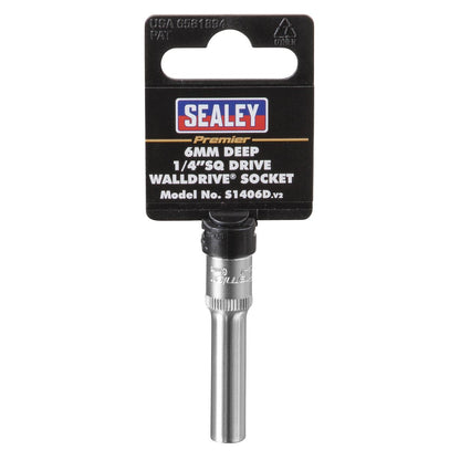 Sealey S1406D WallDrive® Socket 6mm Deep 1/4"Sq Drive Sealey