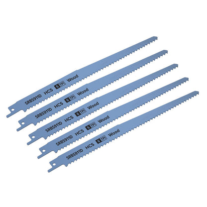 Sealey SRBS911D Reciprocating Saw Blade Clean Wood 230mm 6tpi - Pack of 5 Sealey