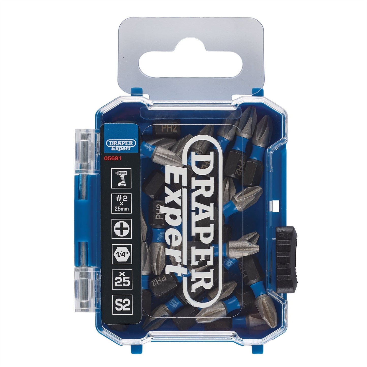 Draper 05691 Expert Cross Slot/PH Type Impact Screwdriver Bits No.2 x 25mm 1/4" Hex Pack of 25 Draper