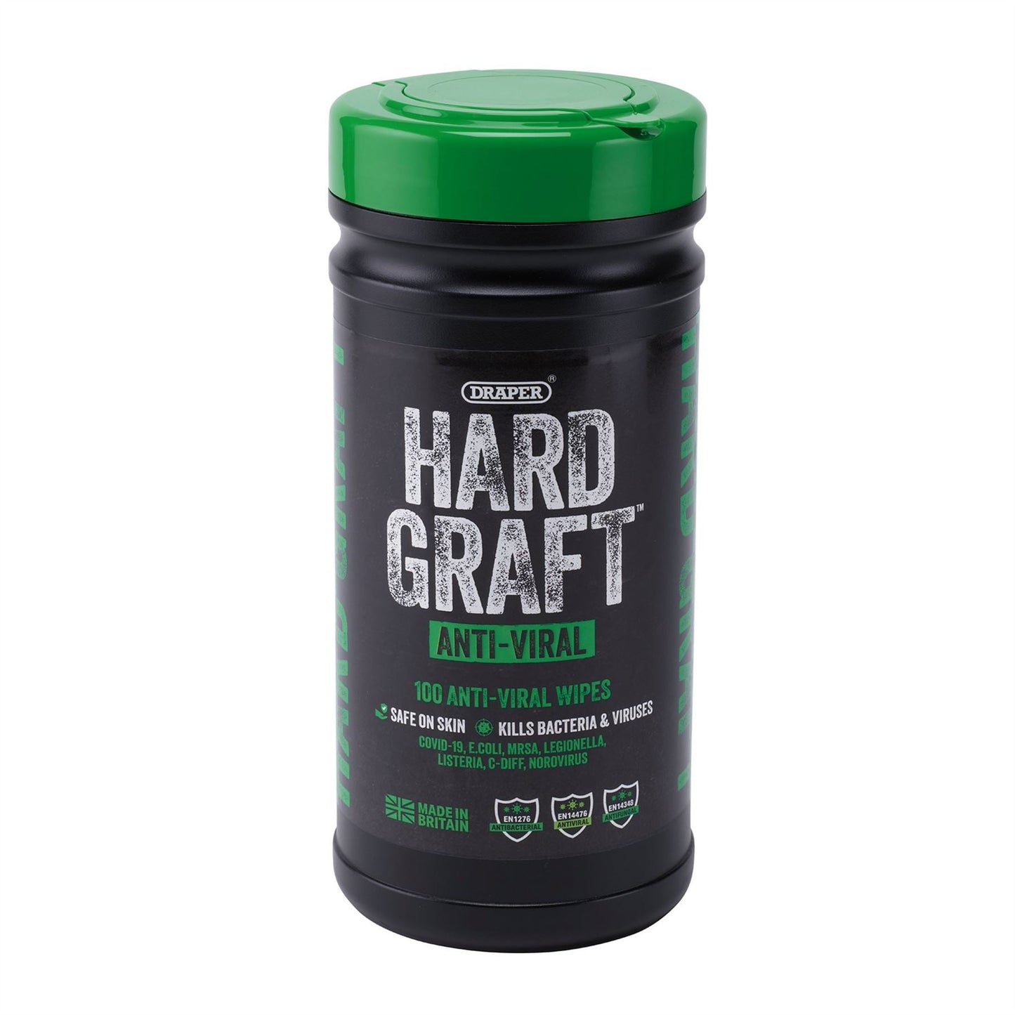 Draper 12437 Hard Graft Anti-Viral Wipes Tub of 100 Draper