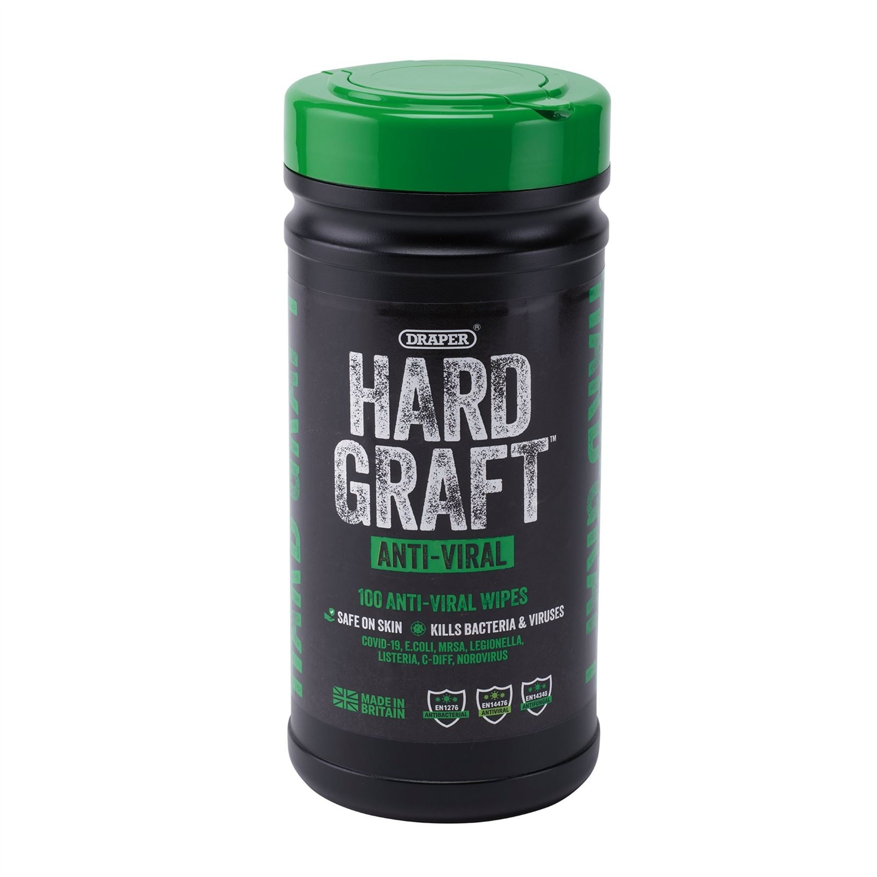 Draper 12437 Hard Graft Anti-Viral Wipes Tub of 100 Draper