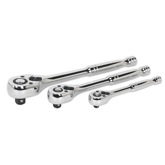 Sealey AK6672 Ratchet Wrench Set 3pc Pear-Head Flip Reverse Sealey