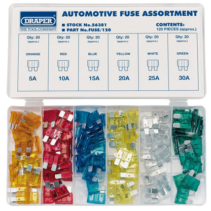Draper 56381 Standard Automotive Plug-In Fuse Assortment 120 Piece Draper