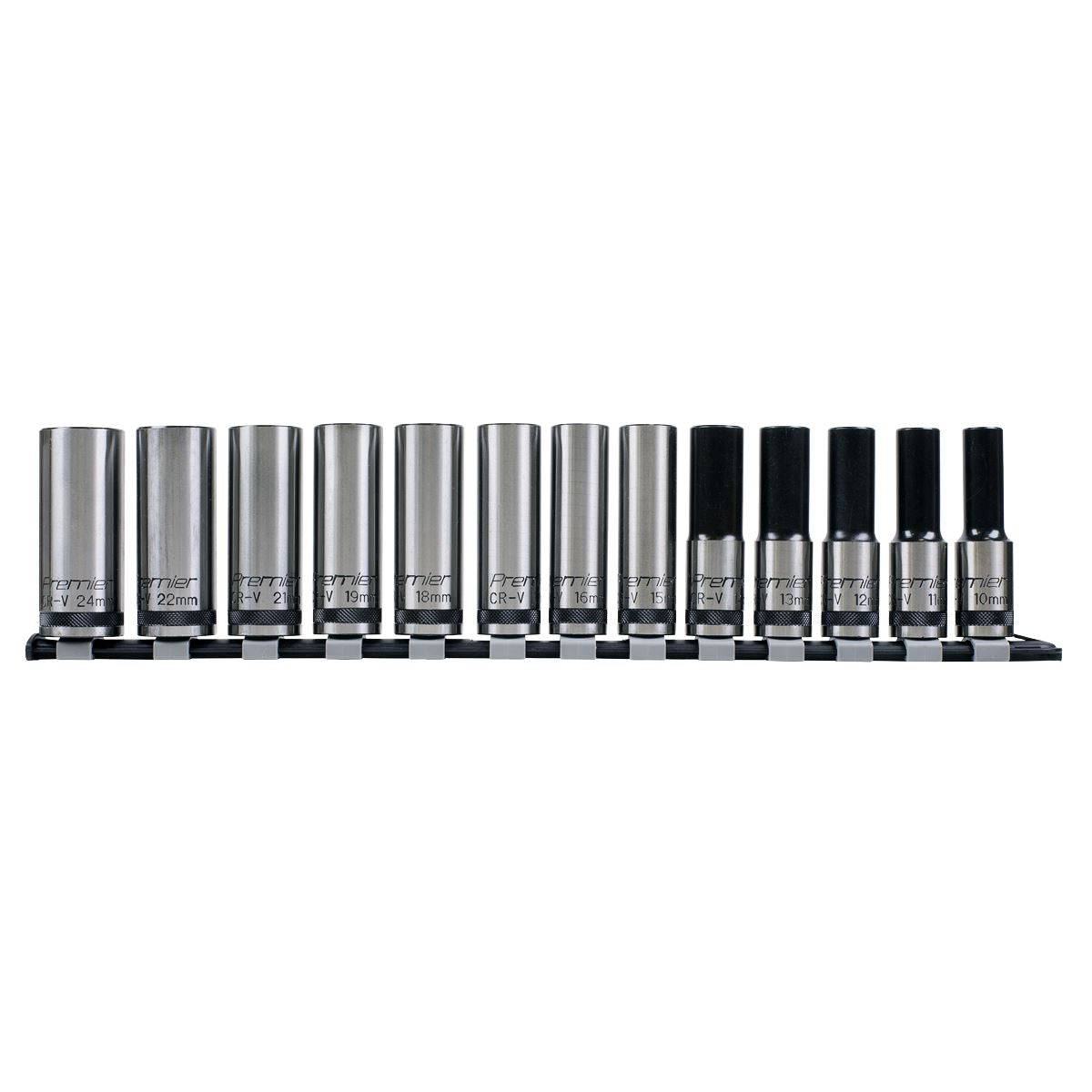 Sealey AK2745B Socket Set 13pc 1/2"Sq Drive Deep Lock-On™ 6pt Metric - Premier Black Sealey