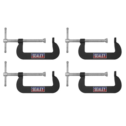 Sealey GCC02 Junior C-Clamp 4pc Set - 76mm x 35mm Sealey
