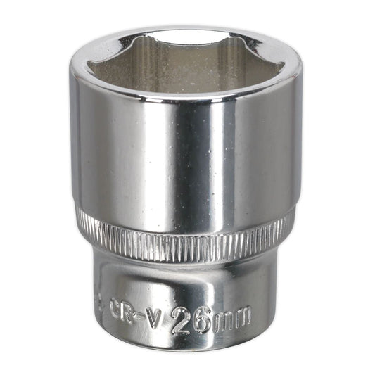 Sealey SP1226 WallDrive® Socket 26mm 1/2"Sq Drive Fully Polished Sealey