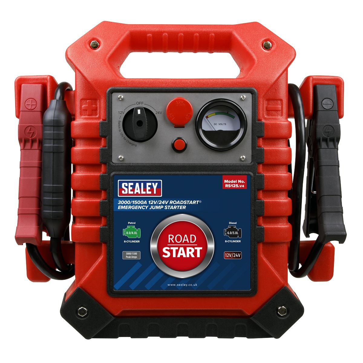 Sealey RS125 RoadStart® Emergency Jump Starter 12/24V 3000/1500 Peak Amps Sealey