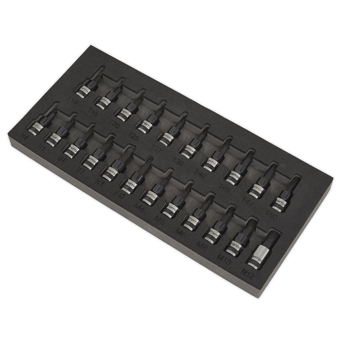 Sealey AK7985 TRX-Star*/Hex/Spline Socket Bit Set 22pc 3/8"Sq Drive - Premier Black Sealey