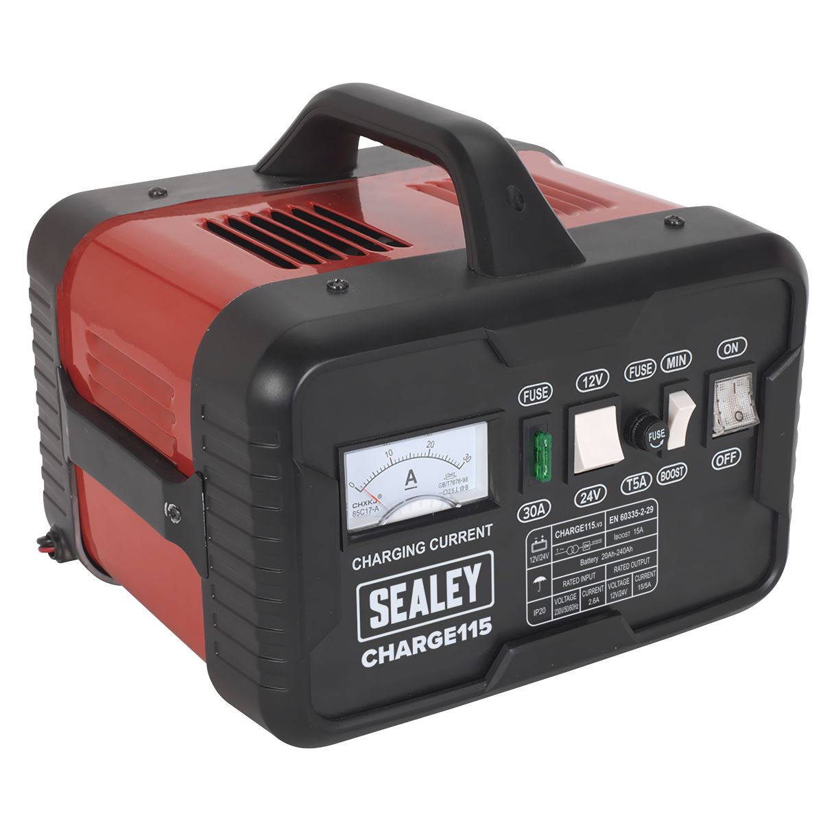 Sealey CHARGE115 Battery Charger 19A 12V/24V 230V Sealey