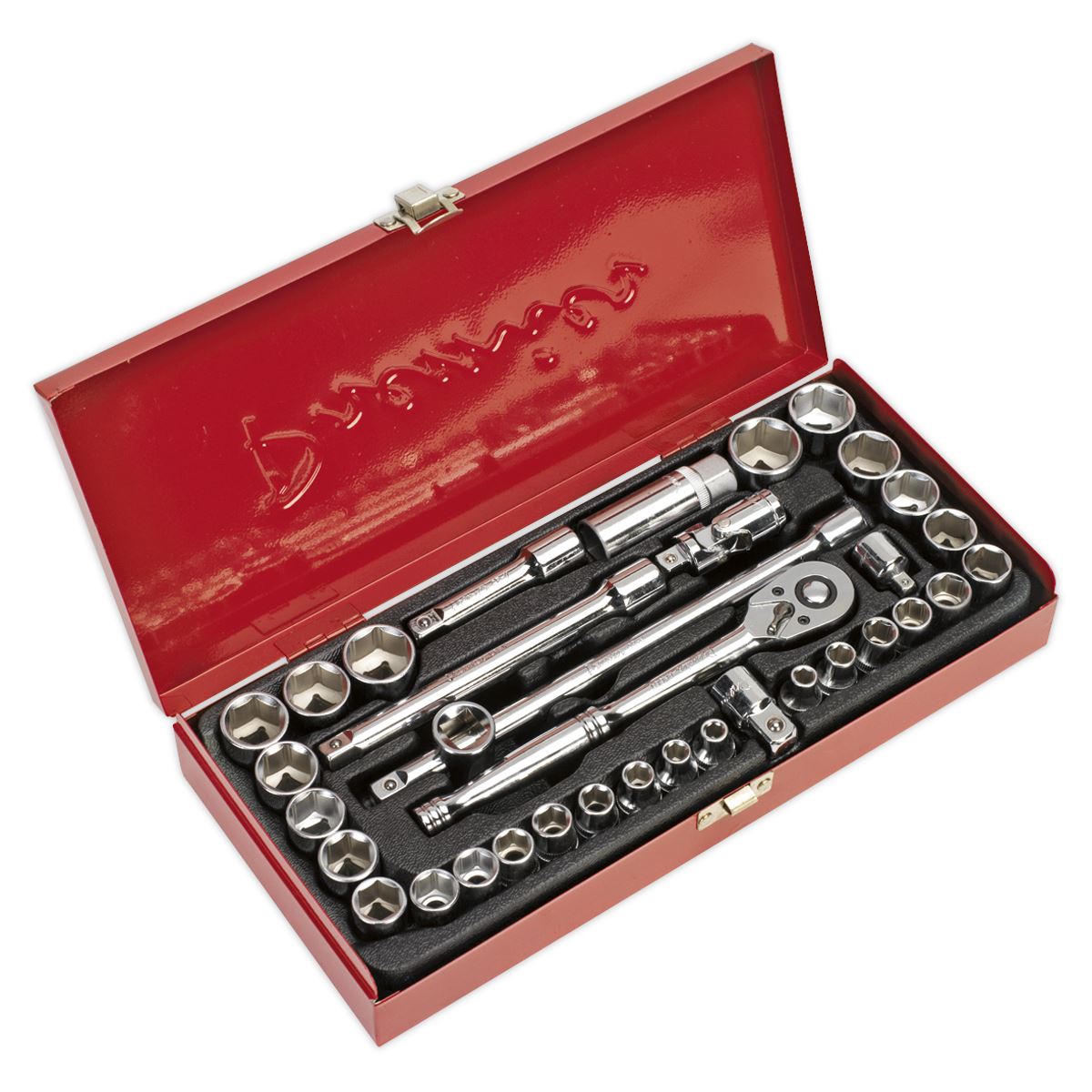 Sealey AK691 Socket Set 35pc 3/8"Sq Drive 6pt WallDrive® - Metric/Imperial Sealey