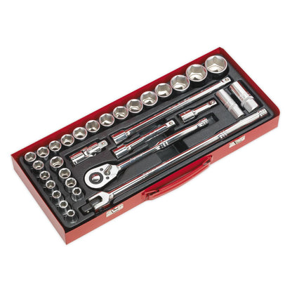 Sealey AK693 Socket Set 32pc 1/2"Sq Drive 6pt WallDrive® - Metric/Imperial Sealey