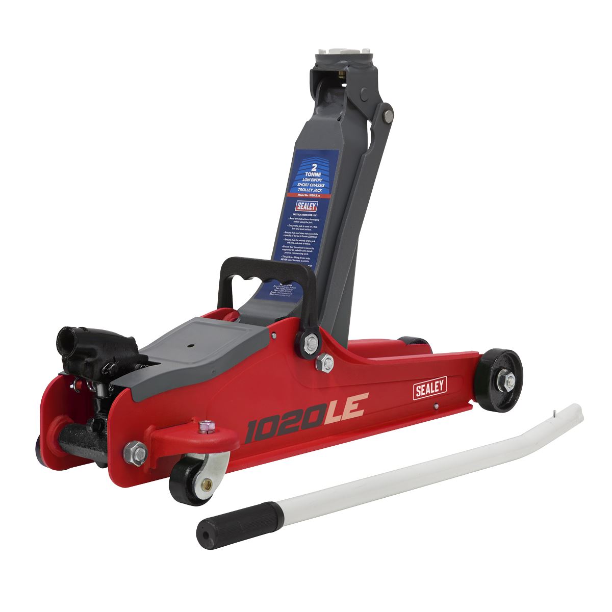 Sealey 1020LE Low Profile Short Chassis Trolley Jack 2 Tonne - Red Sealey