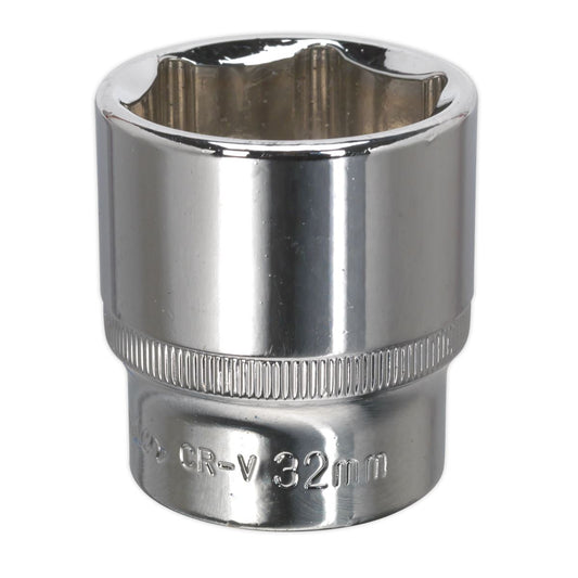 Sealey SP1232 WallDrive® Socket 32mm 1/2"Sq Drive Fully Polished Sealey