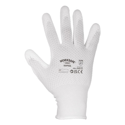 Sealey SSP50L/6 White Precision Grip Gloves - (Large) - Pack of 6 Pairs Sealey
