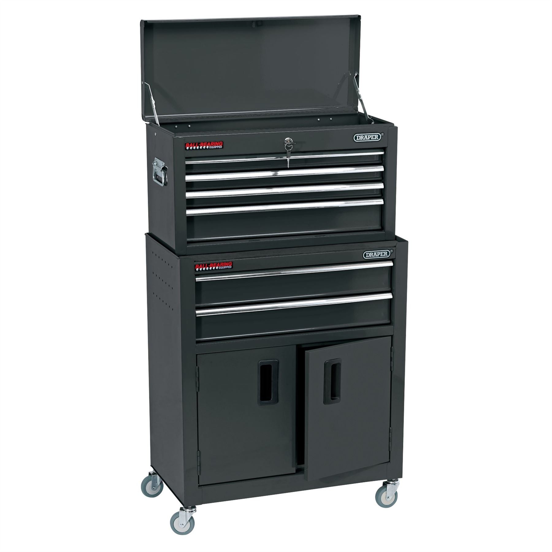 Draper 19572 Combined Roller Cabinet and Tool Chest 6 Drawer 24" Black Draper