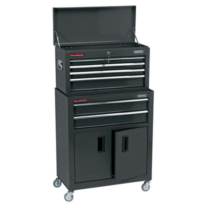 Draper 19572 Combined Roller Cabinet and Tool Chest 6 Drawer 24" Black Draper