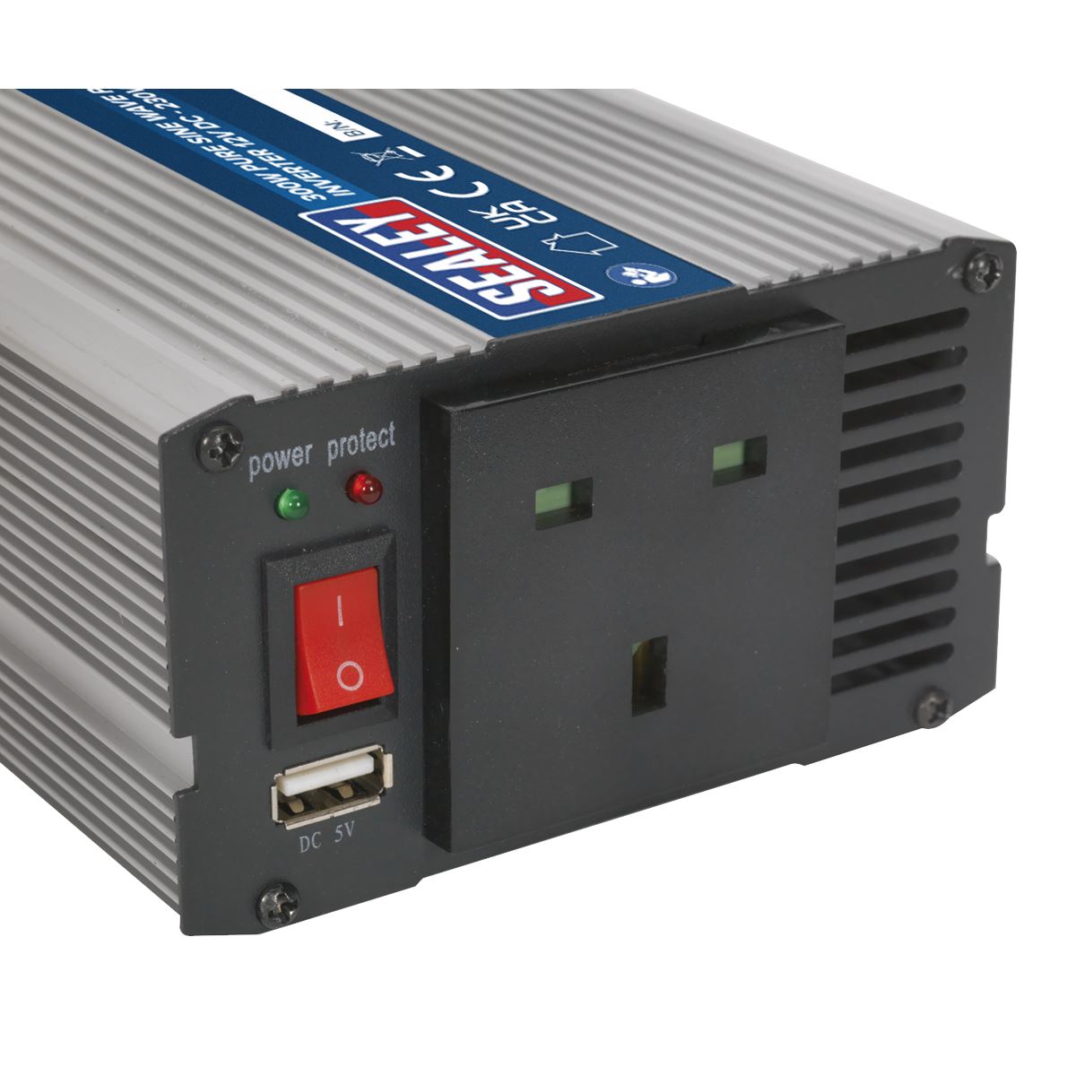 Sealey PSI300 Power Inverter Pure Sine Wave 300W 12V DC - 230V ~ 50Hz Sealey