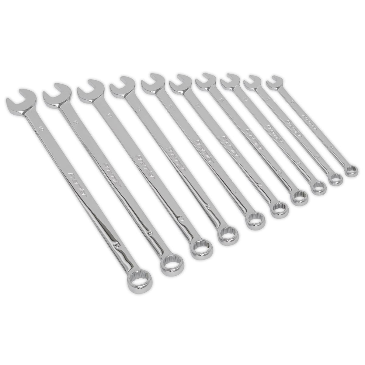 Sealey AK6310 Combination Spanner Set 10pc Extra-Long Metric Sealey