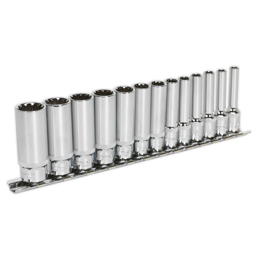 Sealey AK69813D Socket Set 13pc Deep 1/4"Sq Drive Total Drive® Sealey