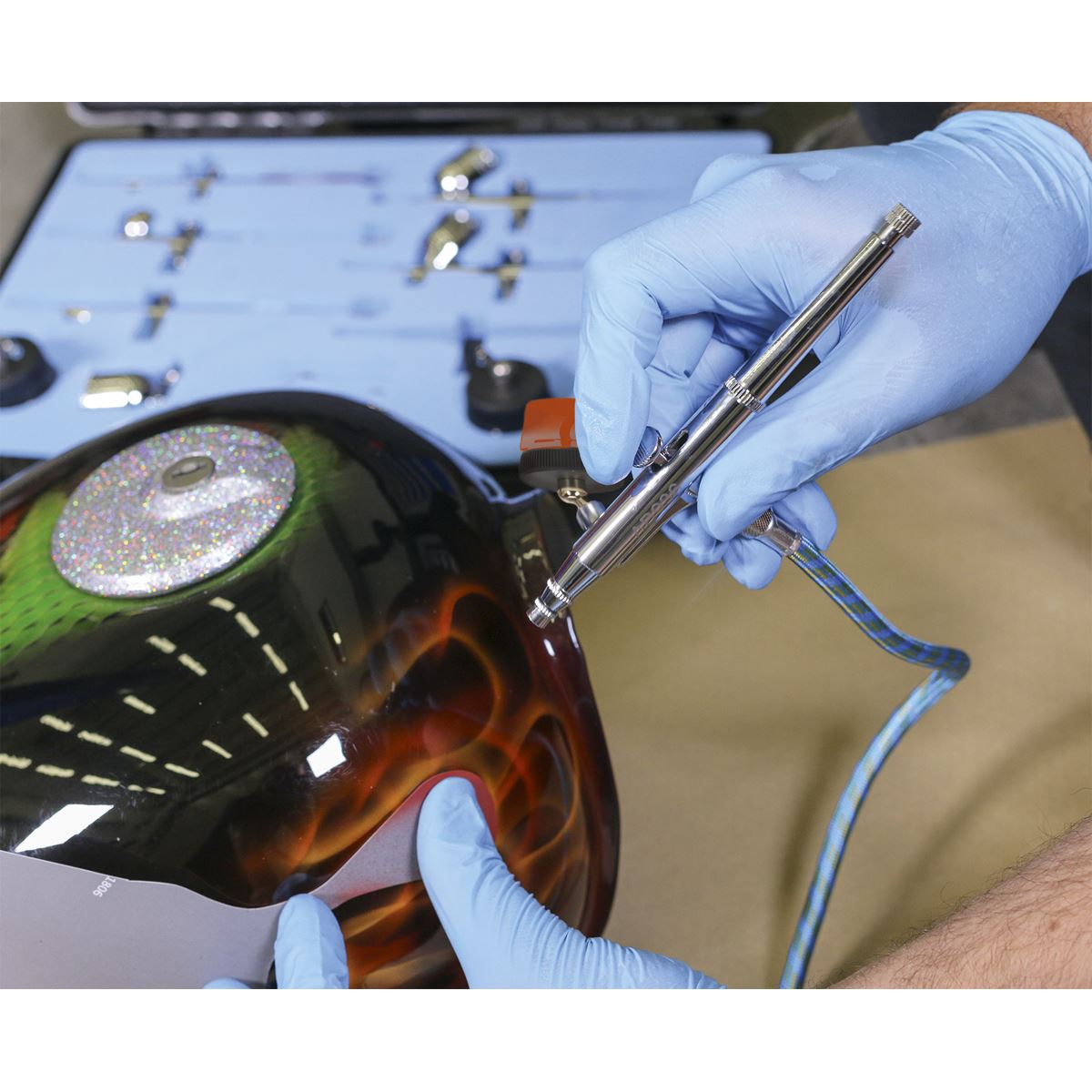 Sealey AB936 Mini Air Brush Kit 10pc Gravity/Suction Feed Sealey