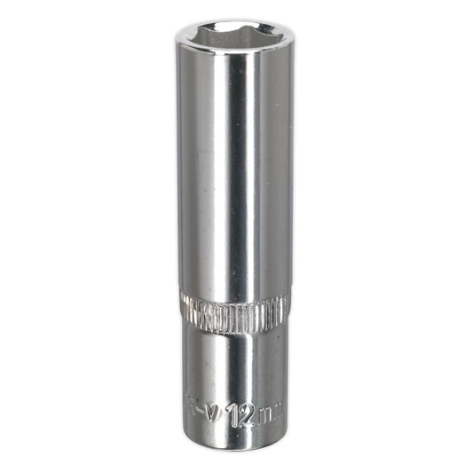 Sealey SP3812D WallDrive® Socket 12mm Deep 3/8"Sq Drive Fully Polished Sealey