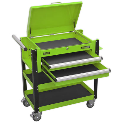 Sealey AP760MHV Heavy-Duty Mobile Tool & Parts Trolley 2 Drawers & Lockable Top - Green Sealey