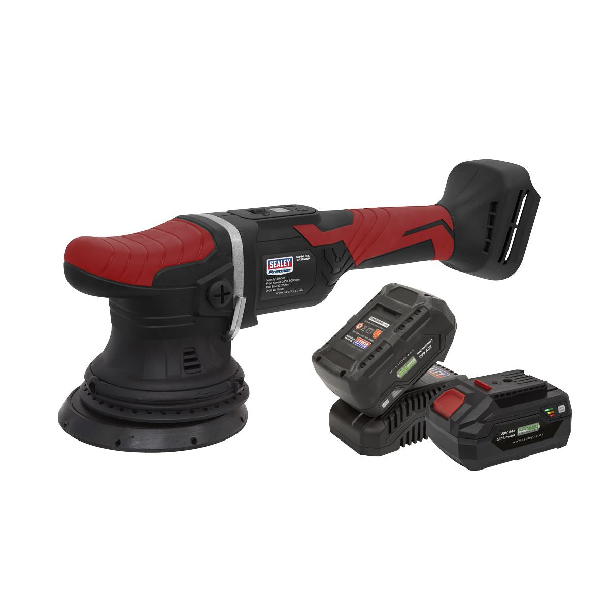 Sealey CP20VOPKIT2 Cordless Orbital Polisher Kit 20V 4Ah SV20 Series Ø125mm - 2 Batteries Sealey