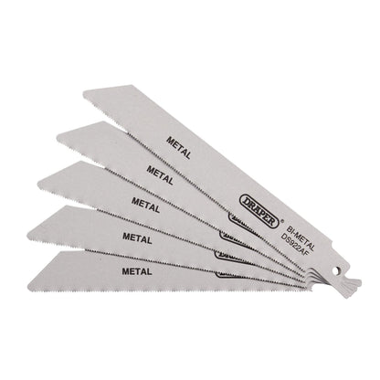Draper 43444 Bi-metal Reciprocating Saw Blades for Metal Cutting 150mm 24tpi Pack of 5 Draper